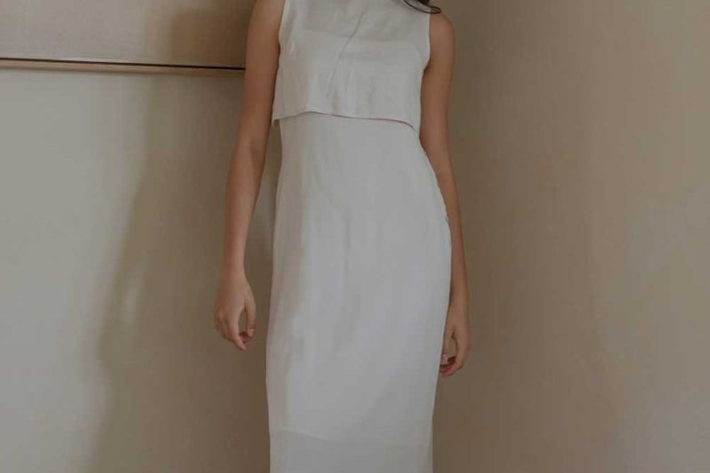 Crossback Maxi Dress In Blanched Almond