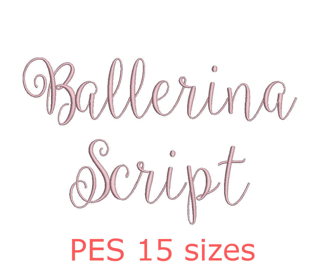 Download Ballerina Script Embroidery Font Pes Format 15 Sizes Instant Download Digitizingwithlove SVG Cut Files