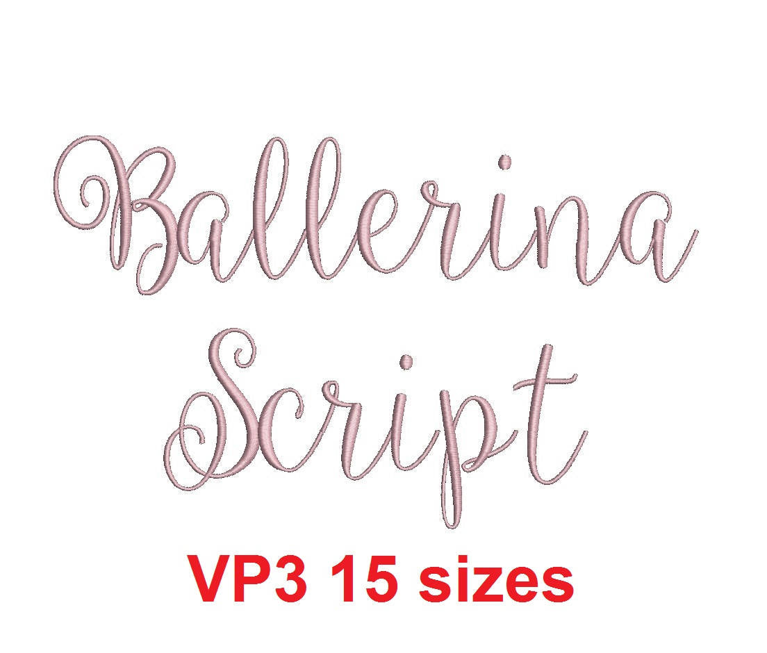 Download Ballerina Script Embroidery Font Vp3 Format 15 Sizes Instant Download Digitizingwithlove SVG Cut Files