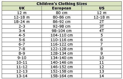 convert us children's size to european