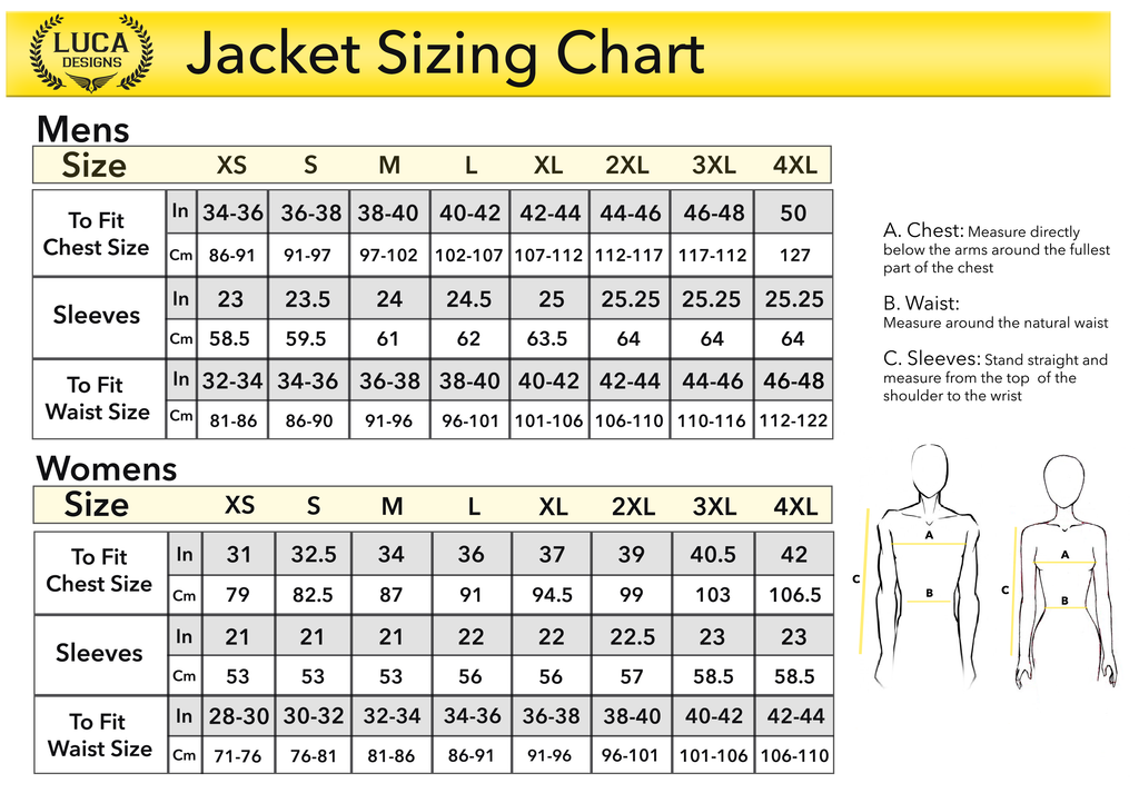 Connected Apparel Size Chart