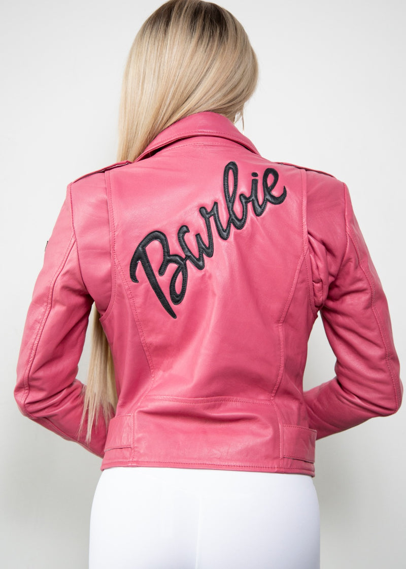 barbie pink leather jacket