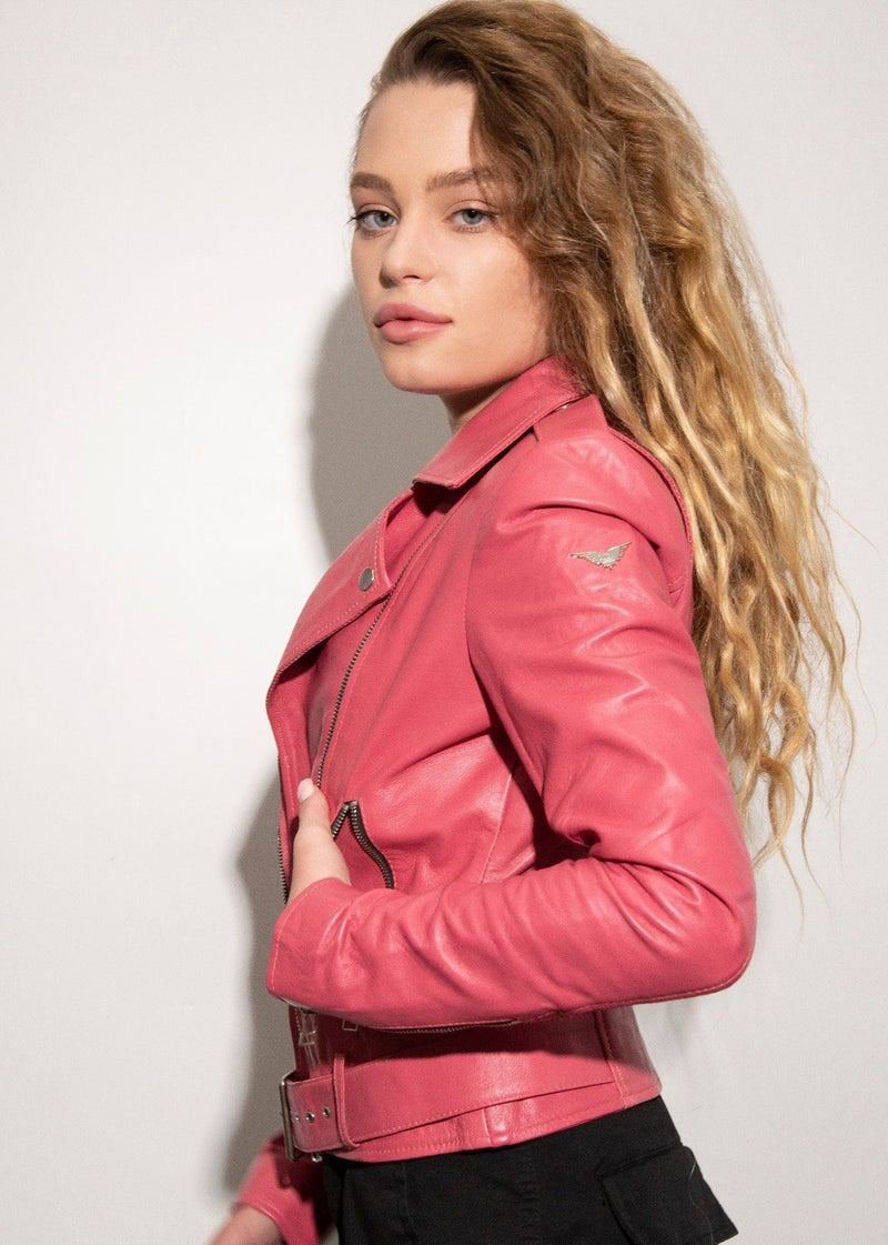 target pink leather jacket