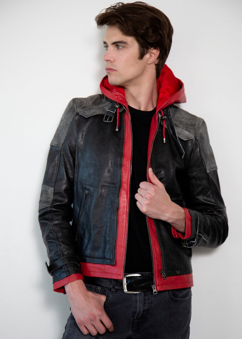 Buy Mens Arkham Knight Red Hood Leather Jacket Lucajackets Luca Designs - red motorcycle jacket roblox