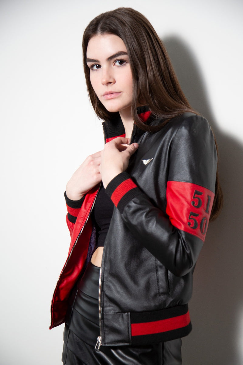 red leather shirt womens