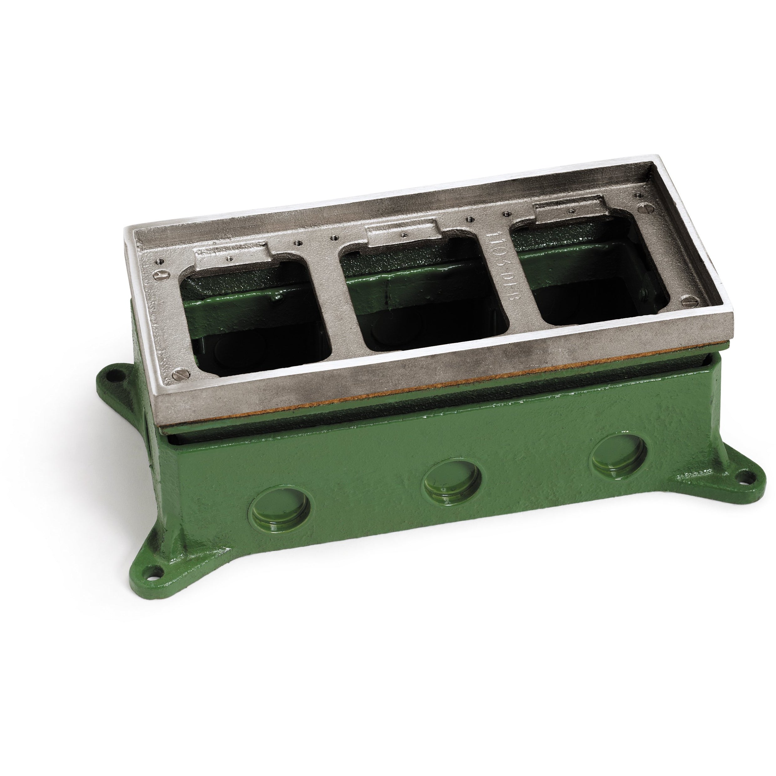 Lew Electric 1103-58 3 Gang Concrete Floor Box, Adjustable - Brass 