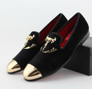 loafers with gold buckle