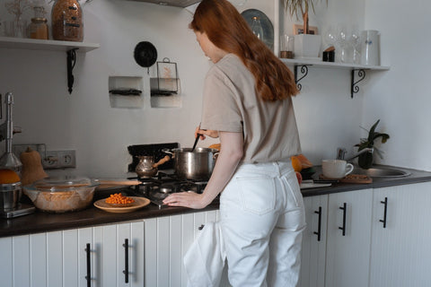 a woman meal prepping at home