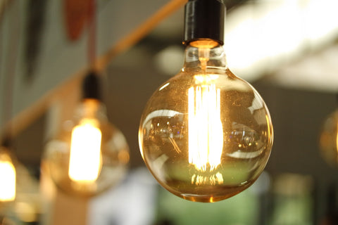 A closeup of large LED lightbulbs