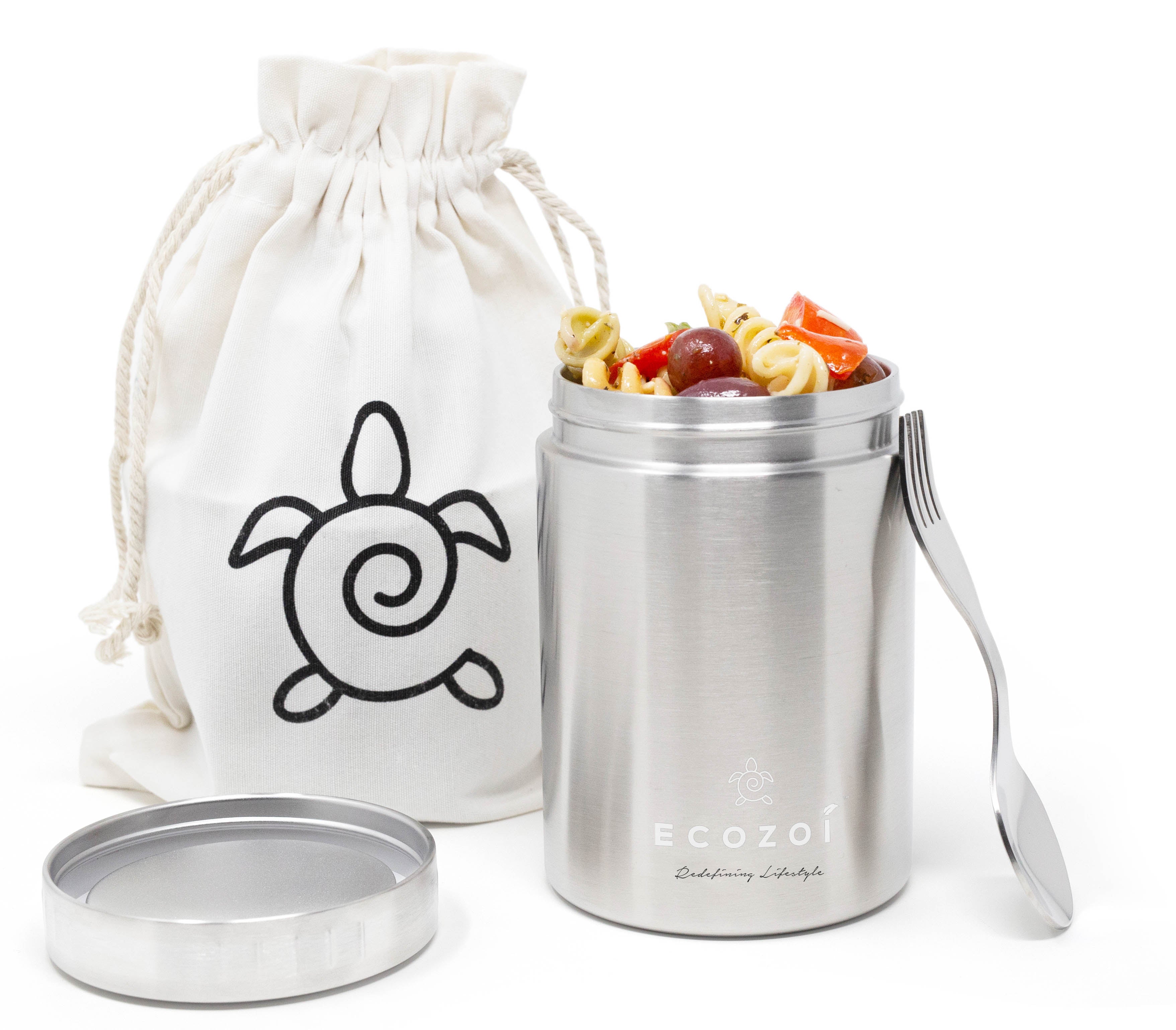 17 oz Eco-Friendly Stainless Steel Insulated Food Jar with Spork & Lunch Bag - ecozoi product image