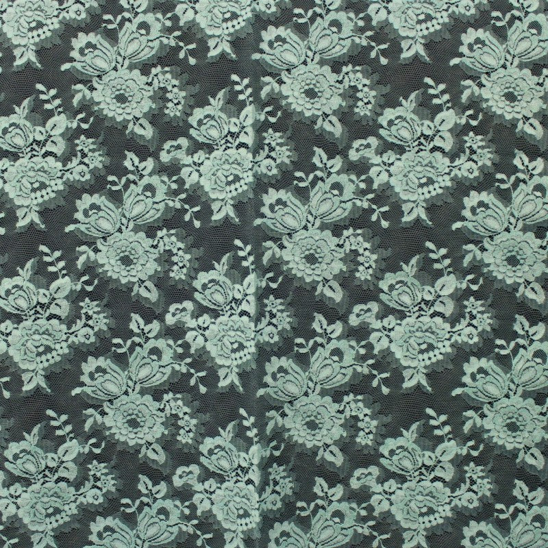 French Floral Chantilly Lace Trim Strip - Light Blue