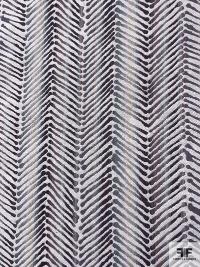 Herringbone-Like Jacquard Brocade - Shades of Stone / Off-White