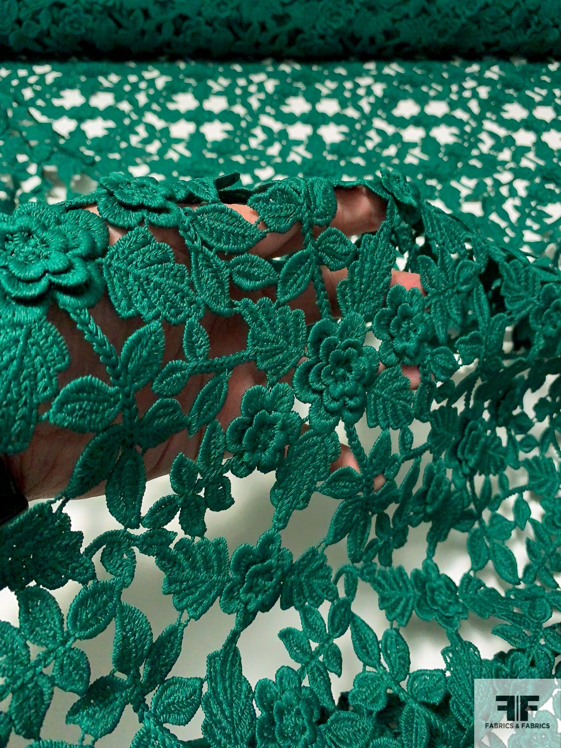 Oscar de la Renta 3D Floral Guipure Lace - Hunter Green | FABRICS