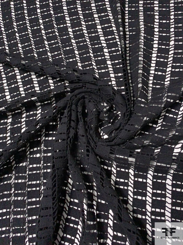 Linear Geometric Guipure Lace - Black | FABRICS & FABRICS – Fabrics ...