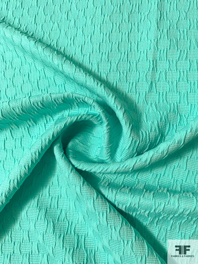 Honeycomb Pattern Stretch Brocade - Aquamarine