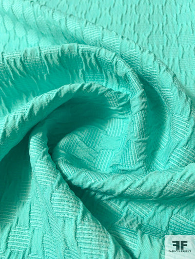 Honeycomb Pattern Stretch Brocade - Aquamarine