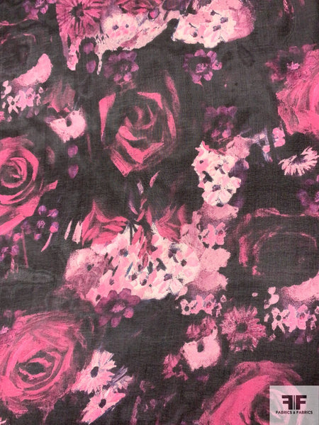 Dreamy Romantic Floral Printed Silk Chiffon - Shades of Pink/Orchid ...