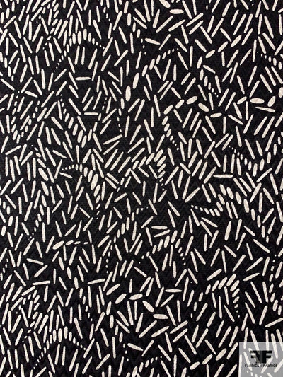 Italian Mini Sticks Printed Silk and Wool Jacquard - Black / Off-White