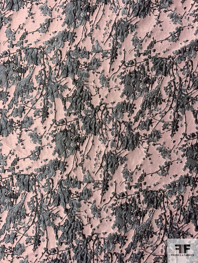 Floral Splatter Graphic Textured Brocade - Dusty Pink / Grey