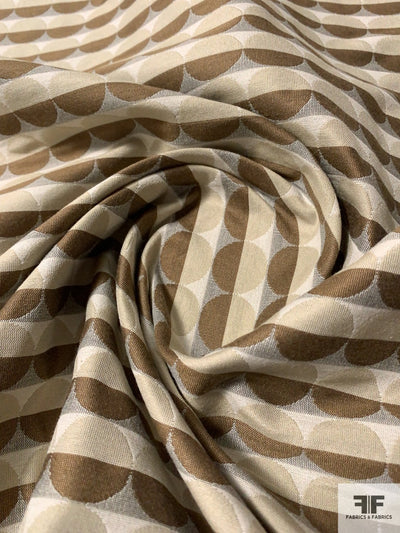 French Circle Geometric Reversible Jacquard Brocade - Bronze / Beige / Sand