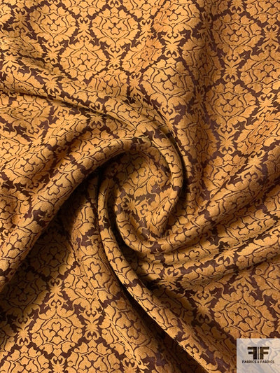 Italian Reversible Damask Lightweight Brocade - Burgundy / Dusty Turmeric