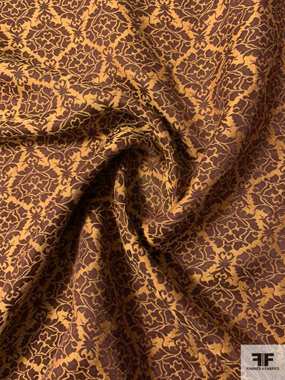 Italian Reversible Damask Lightweight Brocade - Burgundy / Dusty Turmeric