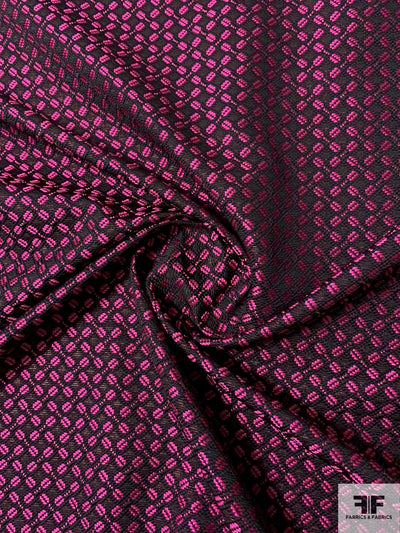 Made in Spain Diagonal Basketweave Brocade - Hot Pink / Black