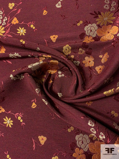 Italian Floral Brocade - Wine Red / Yellow Gold / Orange