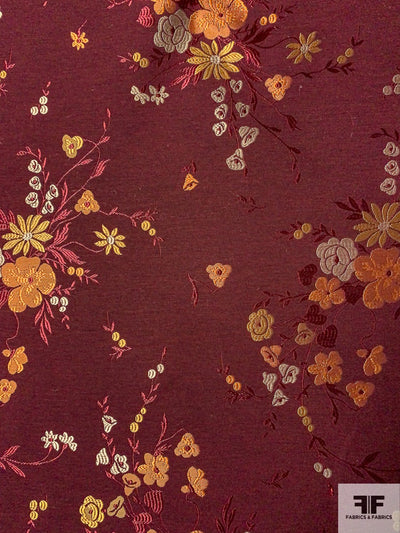 Italian Floral Brocade - Wine Red / Yellow Gold / Orange