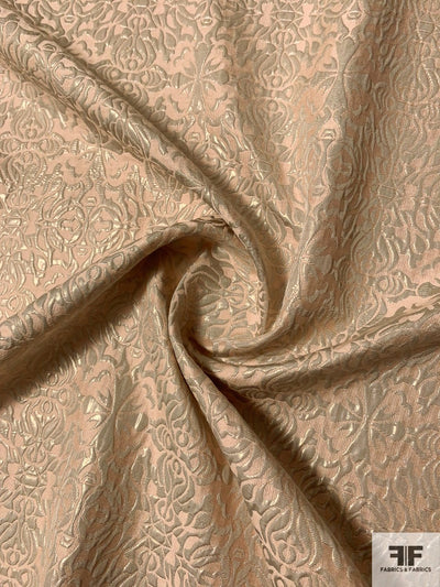 Regal Damask Reversible Metallic Brocade - Light Gold / Nude