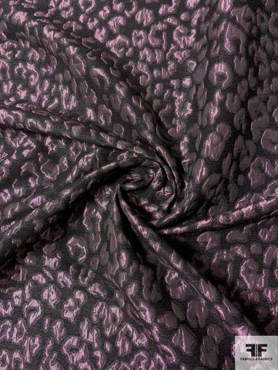 Animal Pattern Cloque Brocade - Dusty Purple / Black