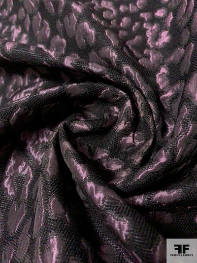 Animal Pattern Cloque Brocade - Dusty Purple / Black