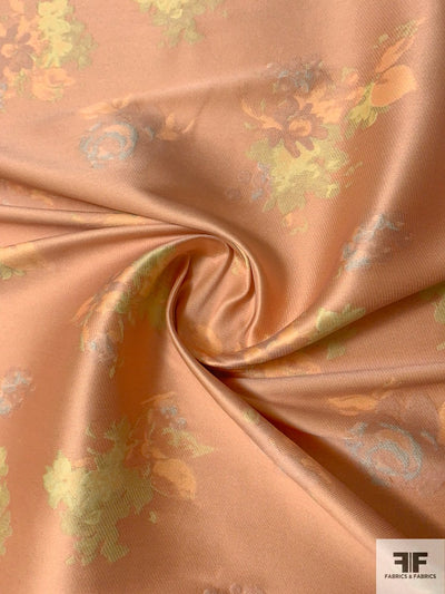 Italian Floral Bouquets Reversible Stretch Brocade - Light Peach / Off-White / Pastels