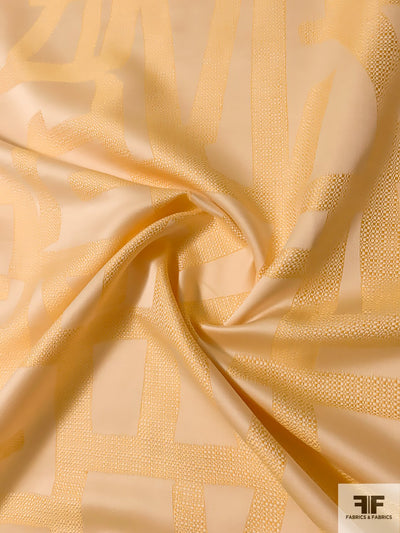 Geometric Lines Reversible Brocade - Golden Yellow / Pastel Yellow