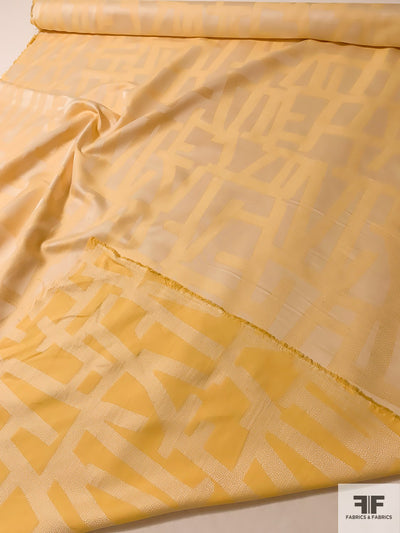 Geometric Lines Reversible Brocade - Golden Yellow / Pastel Yellow