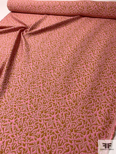 Jagged Damask Brocade - Pink / Ochre