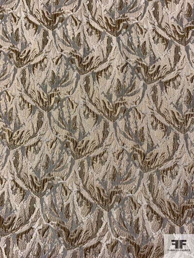 Abstract Metallic Brocade - Antique Gold / Light Gold / Grey