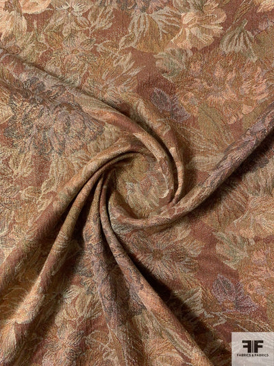 Tapestry-Look Floral Reversible Brocade - Shades of Brown / Gold / Olive