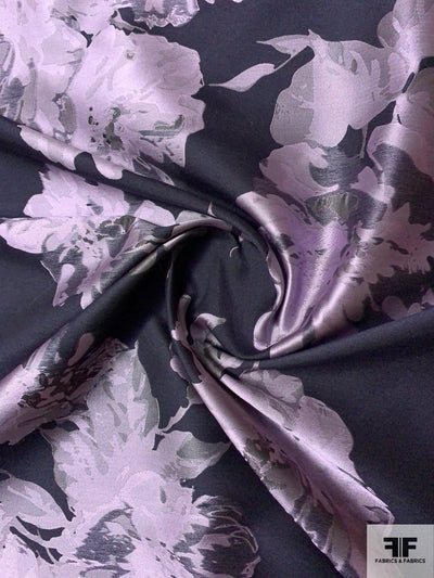 Romantic Floral Jacquard Brocade - Lavender / Navy