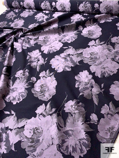 Romantic Floral Jacquard Brocade - Lavender / Navy