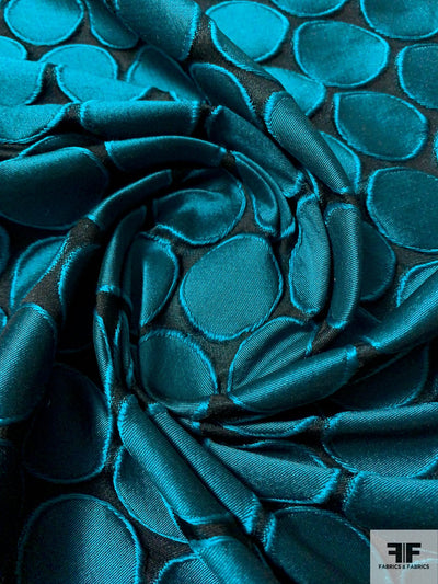 Circles Brocade - Teal / Black