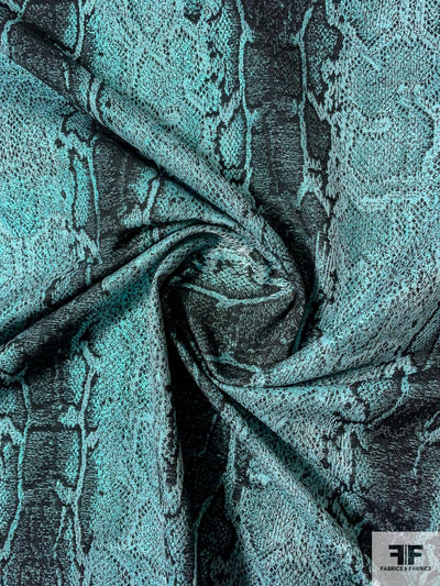 Snakeskin Pattern Brocade - Metallic Seafoam / Black