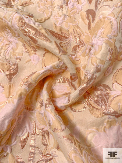 Italian Floral Metallic Brocade - Nude / Tan / Rose Gold / Light Pink