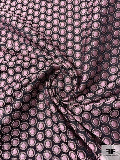 Italian Circle Dot Textured Brocade - Orchid Pink / Sage / Black