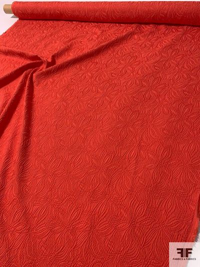 Exotic Floral Textured Brocade - Red