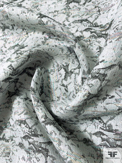 Abstract Design Brocade with Aurora Borealis Shimmer - White / Grey / Multicolor