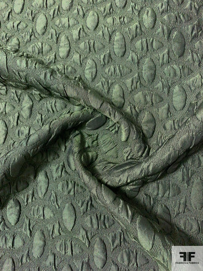 Oval Geometric Quilty Jacketweight Brocade - Forest Green