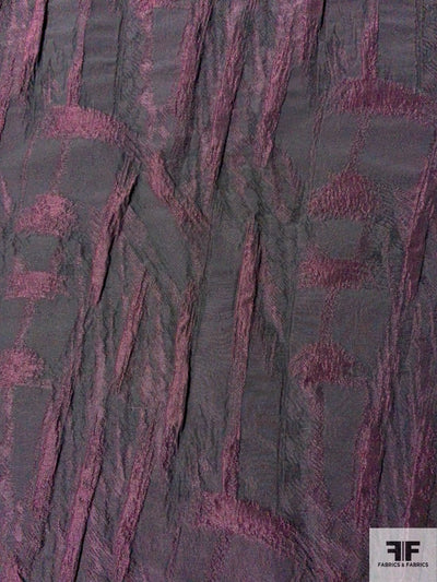 Vertical Streak Textured Brocade - Eggplant / Black