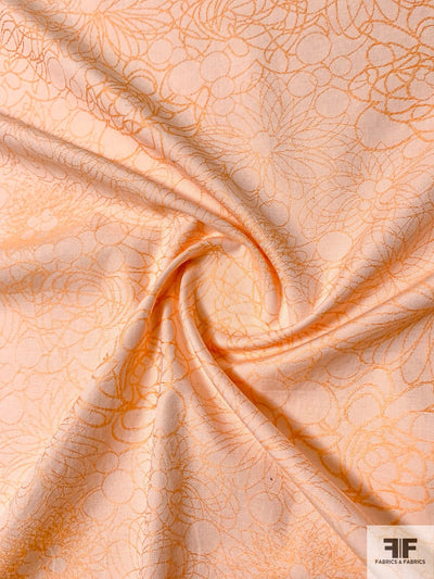 Floral Line Drawing Lightweight Reversible Cotton Brocade - Light Peach / Peach