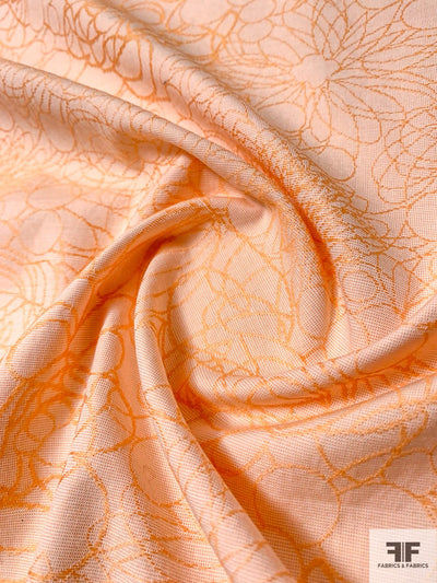 Floral Line Drawing Lightweight Reversible Cotton Brocade - Light Peach / Peach